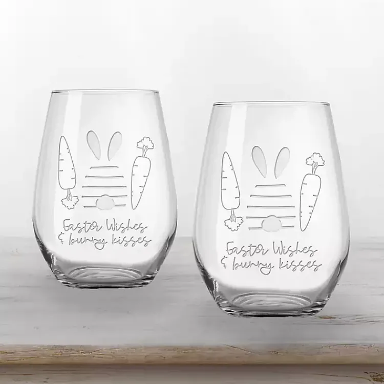 New Easter Wishes Engraved 2-pc. Wine Glass Set Easter Decorations