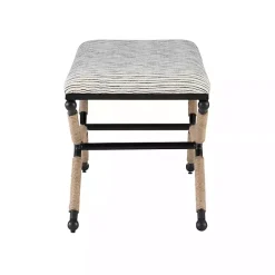 Kirklands Home Benches & Ottomans|Eclectic Black and White Striped X Frame Bench
