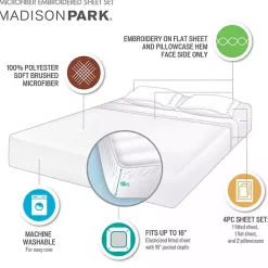 Kirklands Home Bed Sheets|Elegant Geo Hem Microfiber 4-pc. Full Sheet Set