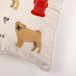 Online Embroidered Dogs Chenille Pillow Pillows