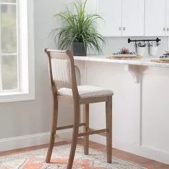 Kirklands Home Bar Stools & Counter Height Stools|Emma Bar Stool with Nailhead Trim Gray