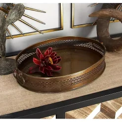 Engraved Metal Mandala Trays, Set of 2 Decorative Trays