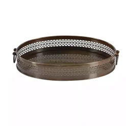 Engraved Metal Mandala Trays, Set of 2 Decorative Trays