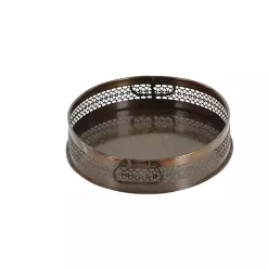 Engraved Metal Mandala Trays, Set of 2 Decorative Trays