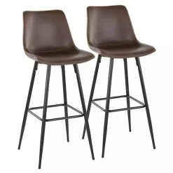 Kirklands Home Bar Stools & Counter Height Stools|Espresso Faux Leather Metal Bar Stools, Set of 2 Brown