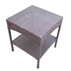 Kirklands Home Outdoor Tables|Espresso Resin Wicker Side Table Brown