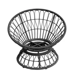 Kirklands Home Outdoor Seating|Espresso Resin Wicker Swivel Chair Black
