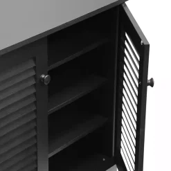 Kirklands Home Cabinets & Sideboards|Espresso Shutter Door Wooden Cabinet