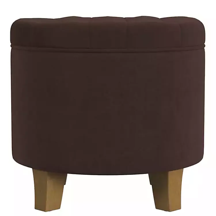 Kirklands Home Benches & Ottomans|Espresso Velvet Tufted Storage Ottoman Brown