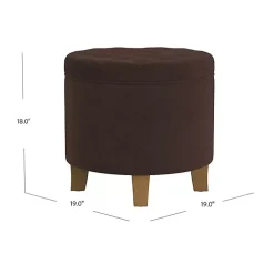 Kirklands Home Benches & Ottomans|Espresso Velvet Tufted Storage Ottoman Brown