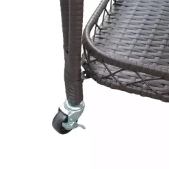 Kirklands Home Outdoor Accent Furniture|Espresso Wicker Resin Serving Cart Brown