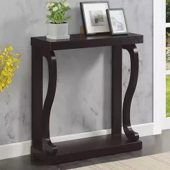 Kirklands Home Console Tables|Espresso Wood Curved Sides Console Table Brown