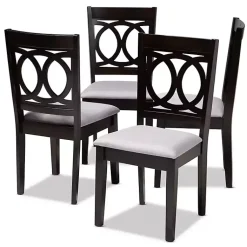 Kirklands Home Dining Chairs|Espresso Wood Lenoir Dining Chairs, Set of 4 Gray