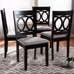 Kirklands Home Dining Chairs|Espresso Wood Lenoir Dining Chairs, Set of 4 Gray