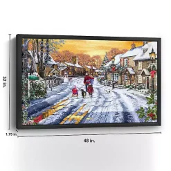 Best Family Walking in the Snow Framed Canvas Art Print Christmas Art & Wall Decor