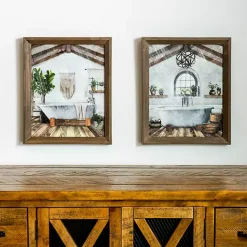 Kirklands Home Framed Art|Farmhouse Bathroom Framed Art Prints, Set of 2