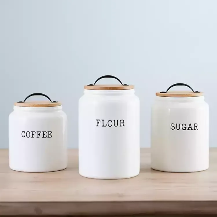 Kirklands Home Kitchen Storage|Farmhouse Embossed Kitchen Canisters, Set of 3