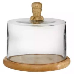 Best Farmhouse Wood and Glass Cloche, 6 in. Decorative Accents