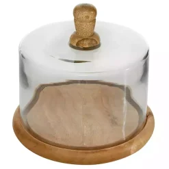 Best Farmhouse Wood and Glass Cloche, 6 in. Decorative Accents