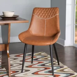 Kirklands Home Dining Chairs|Faux Leather Dining Chairs, Set of 2 Brown