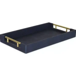 Online Faux Leather Navy Tray Decorative Trays