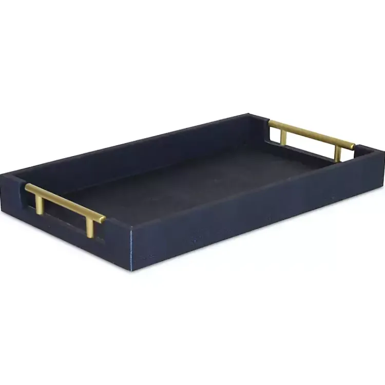 Online Faux Leather Navy Tray Decorative Trays