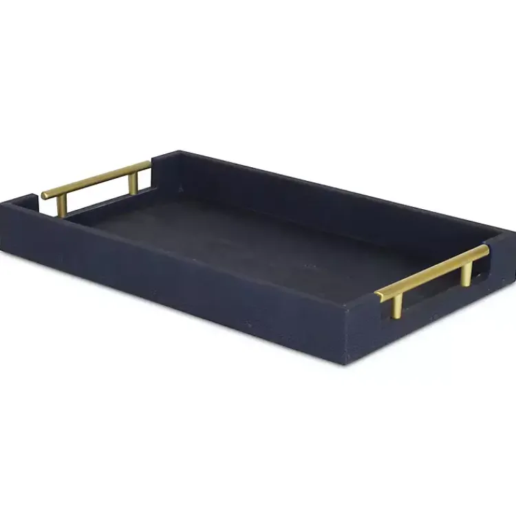 Online Faux Leather Navy Tray Decorative Trays