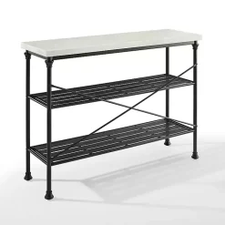 Kirklands Home Console Tables|Faux Marble Top 3-Tier Melody Console Table Black