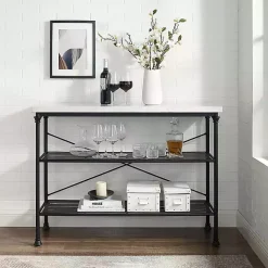 Kirklands Home Console Tables|Faux Marble Top 3-Tier Melody Console Table Black