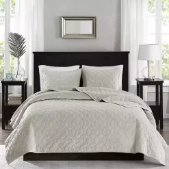 Kirklands Home Bedspreads & Coverlets|Faux Velvet California King 3-pc. Coverlet Set White