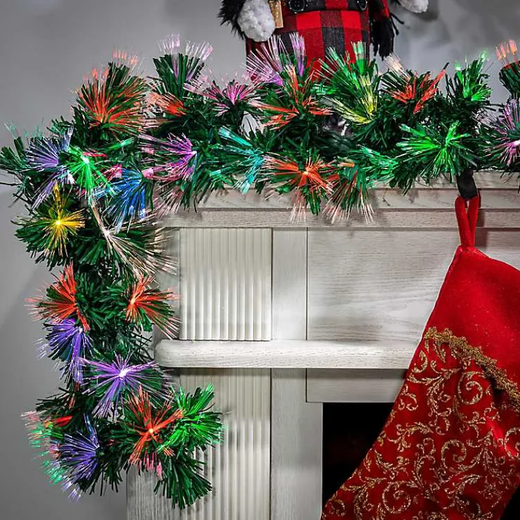Clearance Fiber Optic Color Changing Christmas Garland Christmas Arrangements & Garland