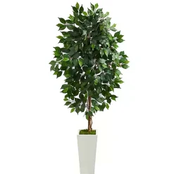 Best Ficus Tree in Mossy White Tower Planter Trees & Topiaries
