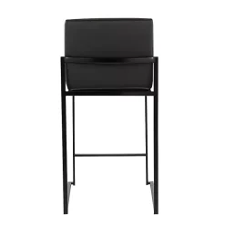 Kirklands Home Bar Stools & Counter Height Stools|Fiji Faux Leather Counter Stools, Set of 3 Black