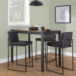 Kirklands Home Bar Stools & Counter Height Stools|Fiji Faux Leather Counter Stools, Set of 3 Black