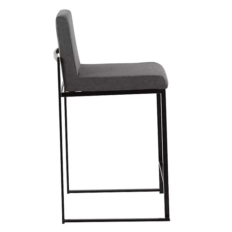 Kirklands Home Bar Stools & Counter Height Stools|Fiji Charcoal Upholstered Counter Stools, Set of 3 Gray