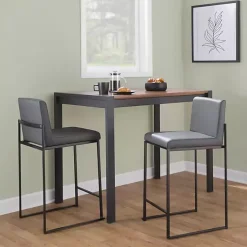 Kirklands Home Bar Stools & Counter Height Stools|Fiji Faux Leather Counter Stools, Set of 3 Gray