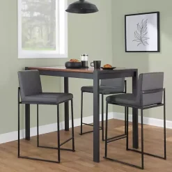 Kirklands Home Bar Stools & Counter Height Stools|Fiji Faux Leather Counter Stools, Set of 3 Gray