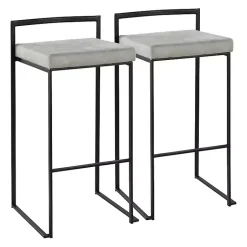 Kirklands Home Bar Stools & Counter Height Stools|Fiji Stackable Bar Stools, Set of 2 Gray