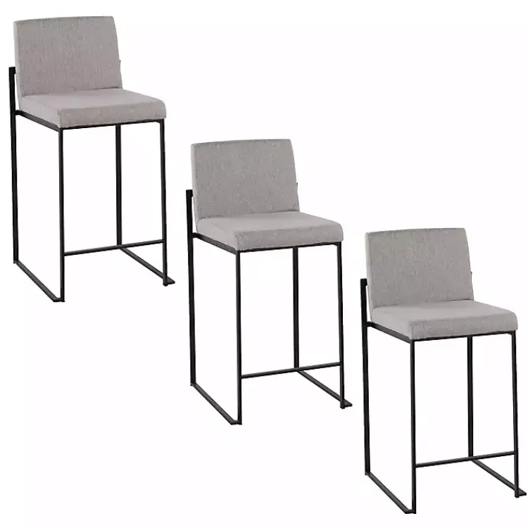 Kirklands Home Bar Stools & Counter Height Stools|Fiji Upholstered Counter Stools, Set of 3 Gray
