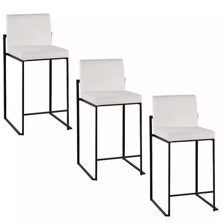 Kirklands Home Bar Stools & Counter Height Stools|Fiji Velvet Counter Stools, Set of 3 White