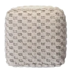 Sale Flatweave Tufted Checker Wool Pouf Poufs & Floor Cushions