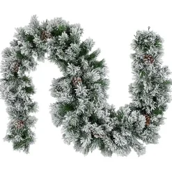 Clearance Flocked Angel Pine and Pinecones Garland Christmas Arrangements & Garland