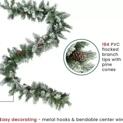 Clearance Flocked Angel Pine and Pinecones Garland Christmas Arrangements & Garland