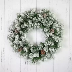 Flocked Angel Pine Wreath Christmas Wreaths