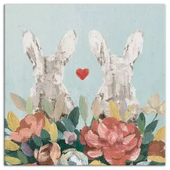 Outlet Floral Bunny Couple Canvas Art Print Easter Decorations