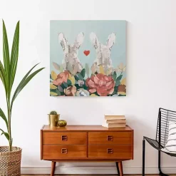 Outlet Floral Bunny Couple Canvas Art Print Easter Decorations