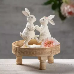 Floral Dancing Bunnies Statue Easter Decorations