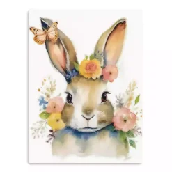 New Floral Easter Bunny Canvas Art Print Easter Decorations