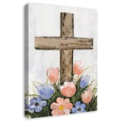 Hot Floral Easter Cross Canvas Art Print Easter Decorations