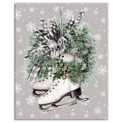 Clearance Floral Ice Skates Canvas Art Print Christmas Art & Wall Decor